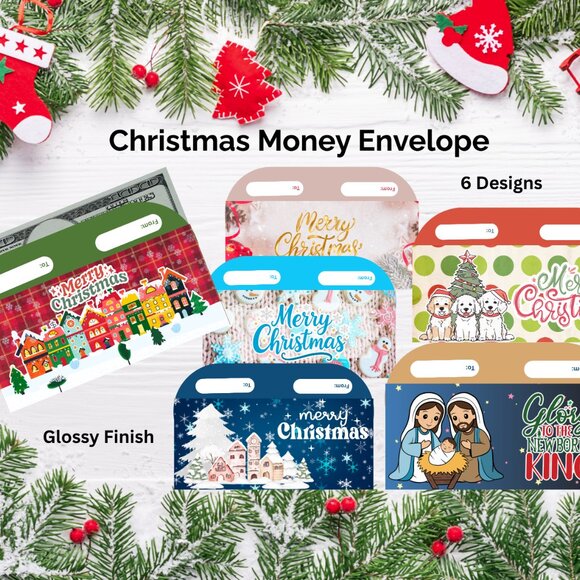 Christmas Cash Money Envelopes – Gift Card Holder, Stocking Stuffer Set of 12 - Picture 3 of 7